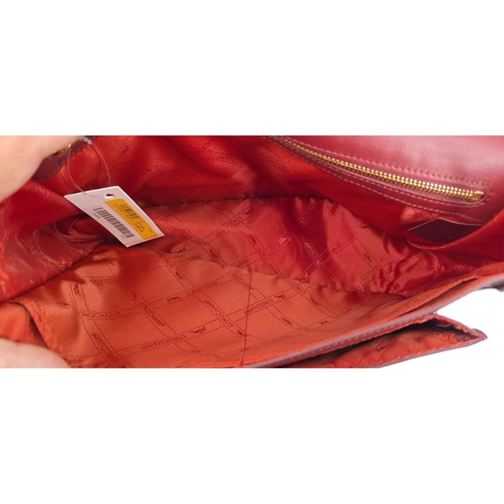 Longchamp Mademoiselle Bordeaux Orange Suede Leather Shoulder Bag L1324951 A29 - Picture 3 of 7